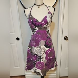 HALTER DRESS 100% COTTON IN GREAT CONDITION SIZE 6 PURPLE, BLACK, WHITE, & GREY